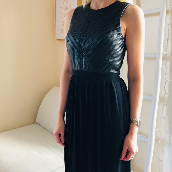 Cynthia Steffe Florence Leather Chiffon Maxi Dress - Picture 2 of 11